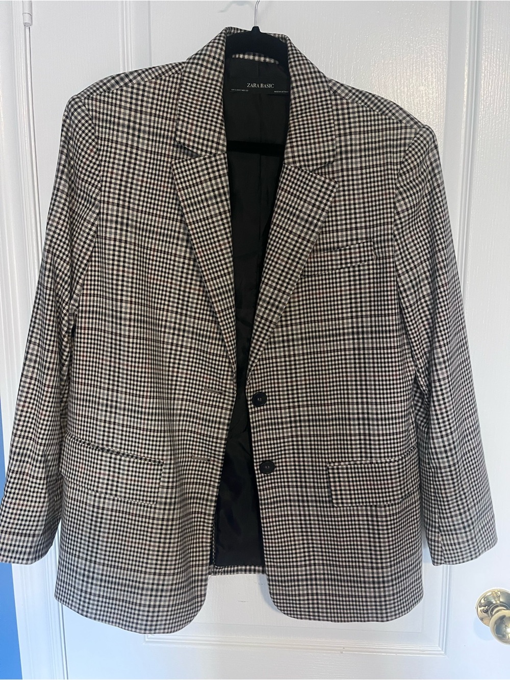 Zara Black and White Houndstooth Sport Coat
